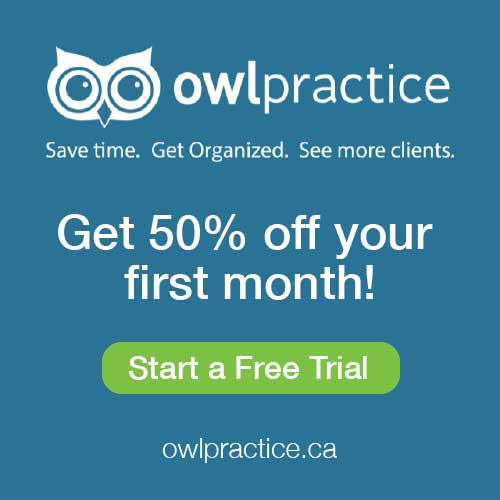 OwlPractice badge for a save 50% off your first month trial promotion